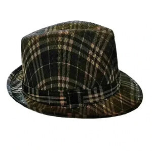 Momentum Men's Polyester Plaid Fedora Hat Black-white Strip Print